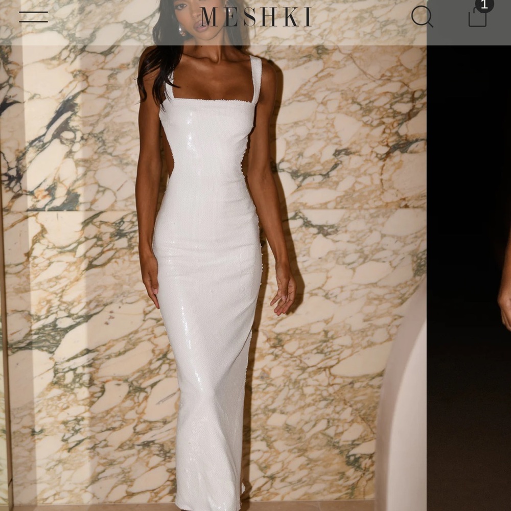 Meshki Adoria
Sequin Cut Out Maxi Dress - White